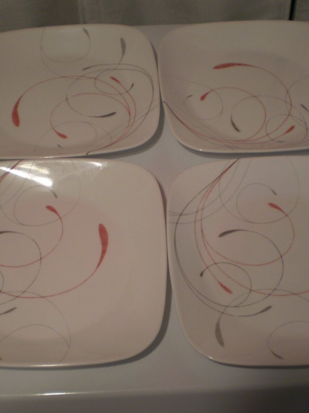 SET OF 4 CORELLE SPLENDOR 9" SQUARE SALAD PLATES